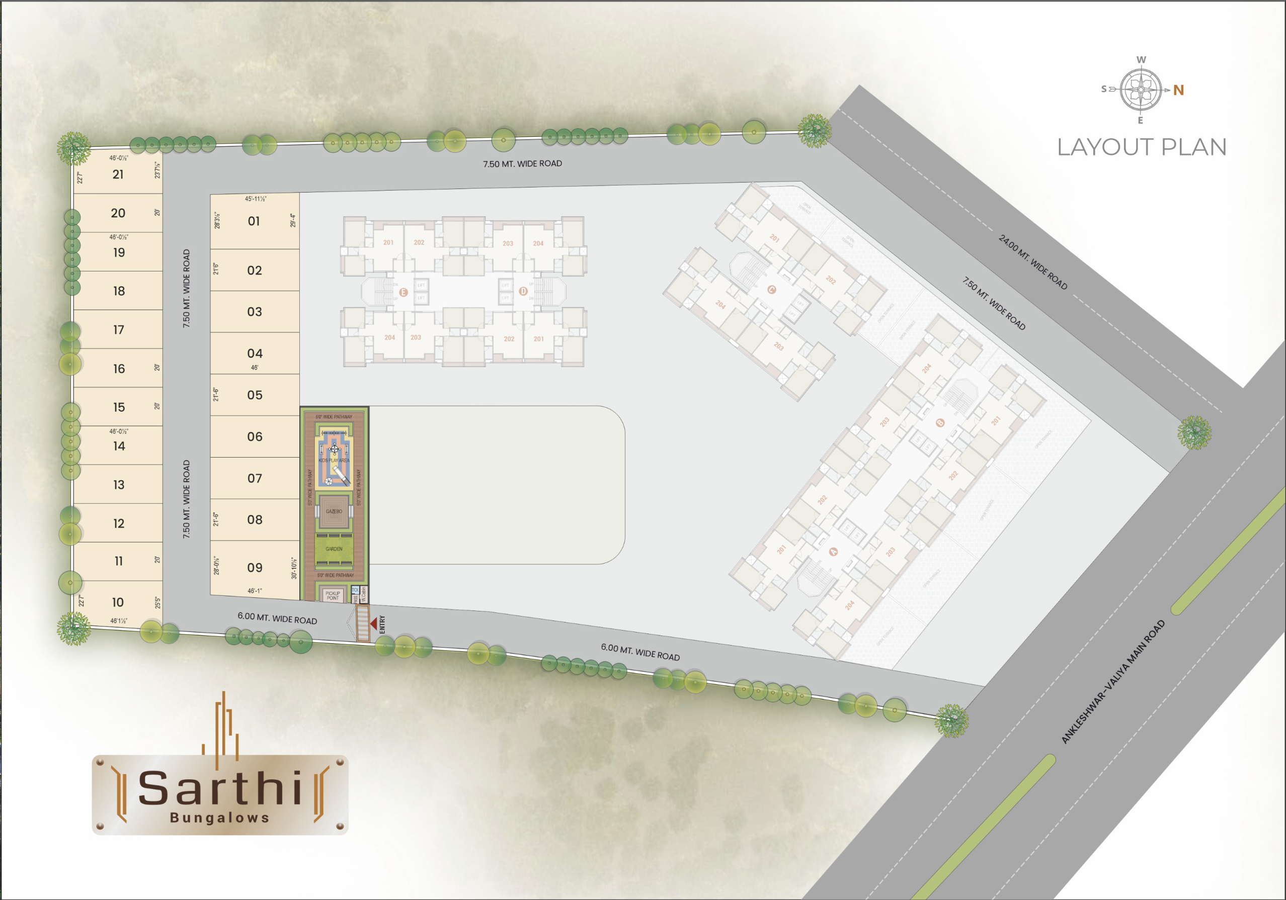 Sarthi Bungalows aerial layout view Kosamdi Ankleshwar